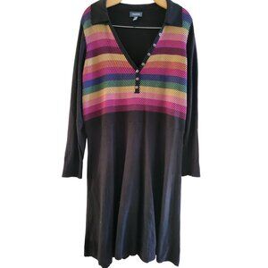 Modcloth Womens Rainbow Black sweater dress Marsha Plus size 2X